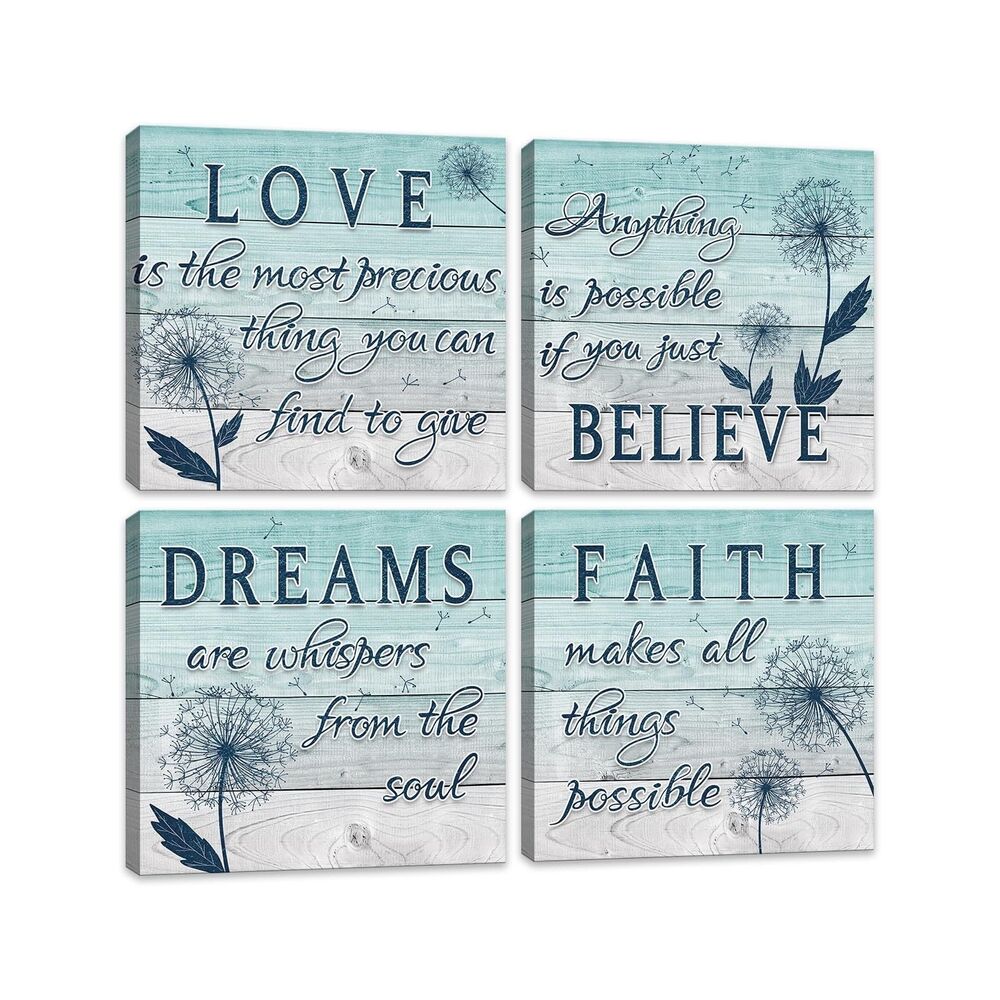 KLVOS 4 Panel Motivational Quote Canvas Wall Art